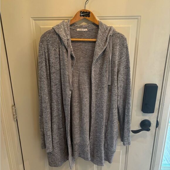 Anthropologie Byron Bay Gray Hooded Open Cardifan Sweater Sweater - Picture 2 of 4